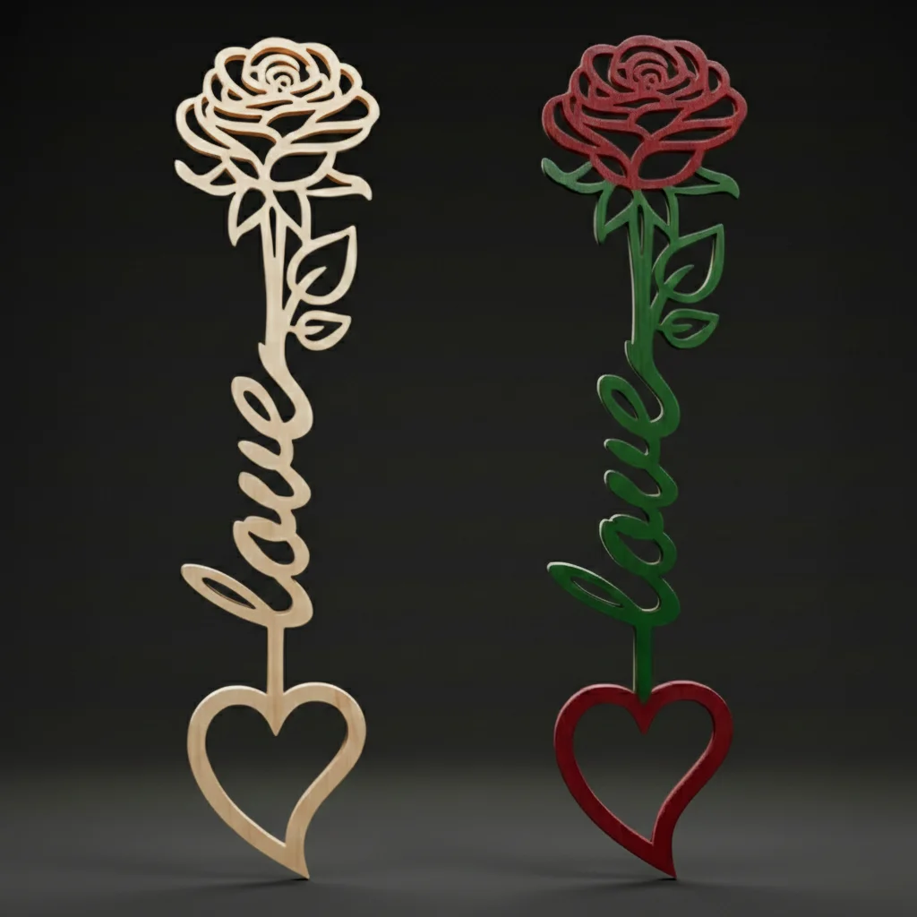 Örök rózsa „love” felirattal és szívvel